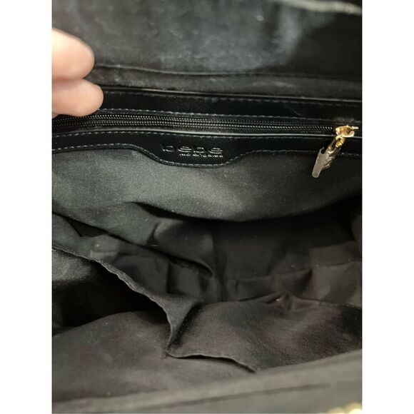 Bebe Purse Quilted Handbag Black Gold Satchel Accents Cocktail Mini Bag - Picture 11 of 15